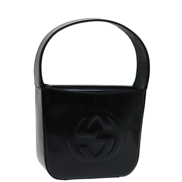 GUCCI Interlocking Hand Bag Patent leather Black 007 2023 0249 Auth ti1576 - Picture 1 of 16